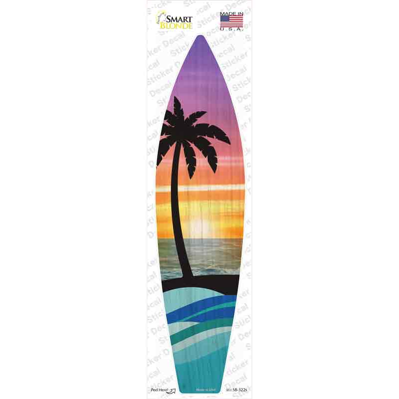 SB-322s-M Palm Trees Sunset Novelty Surfboard Sticker Decal - Medium