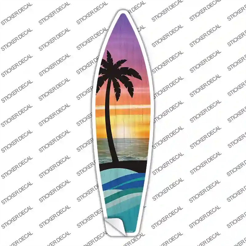 SB-322s-S Palm Trees Sunset Novelty Surfboard Sticker Decal - Small