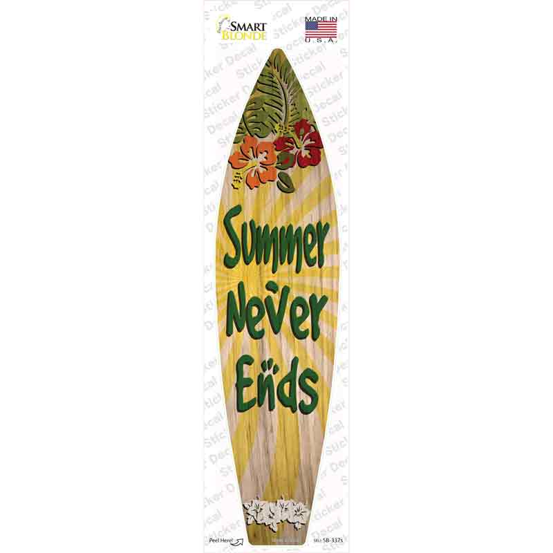 SB-337s-M Summer Never Ends Novelty Surfboard Sticker Decal - Medium
