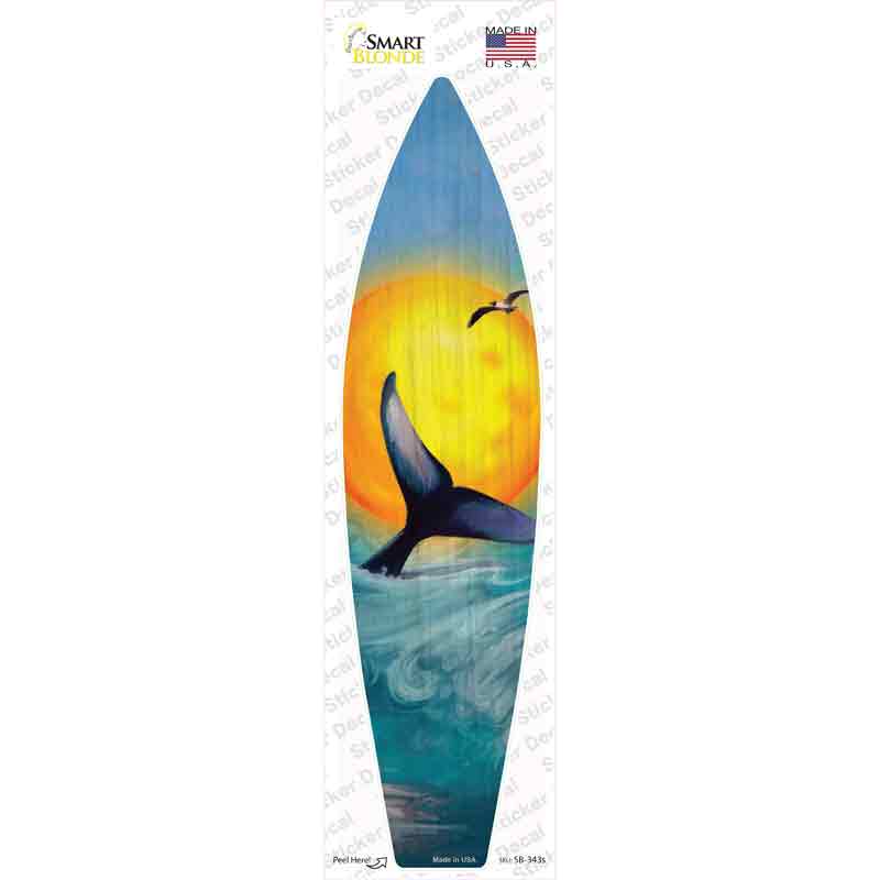 SB-343s-M Whale & Sunset Novelty Surfboard Sticker Decal - Medium