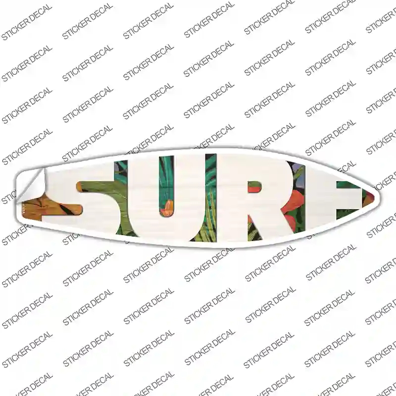SB-349s-L White Surf Novelty Surfboard Sticker Decal - Large