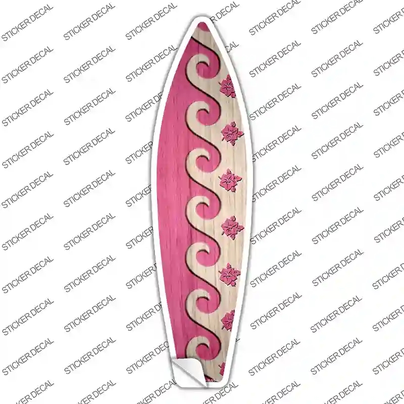 SB-352s-XL Pink Waves & Flowers Novelty Surfboard Sticker Decal - Extra Large
