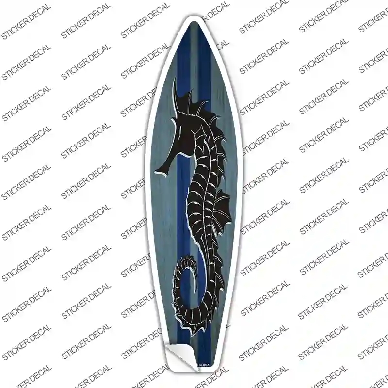 SB-374s-S Seahorse Blue Striped Novelty Surfboard Sticker Decal - Small