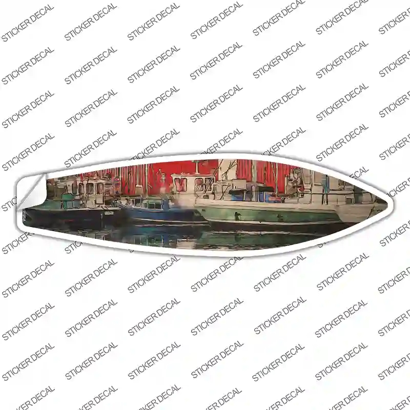SB-396s-L Boats on the Water Novelty Surfboard Sticker Decal - Large