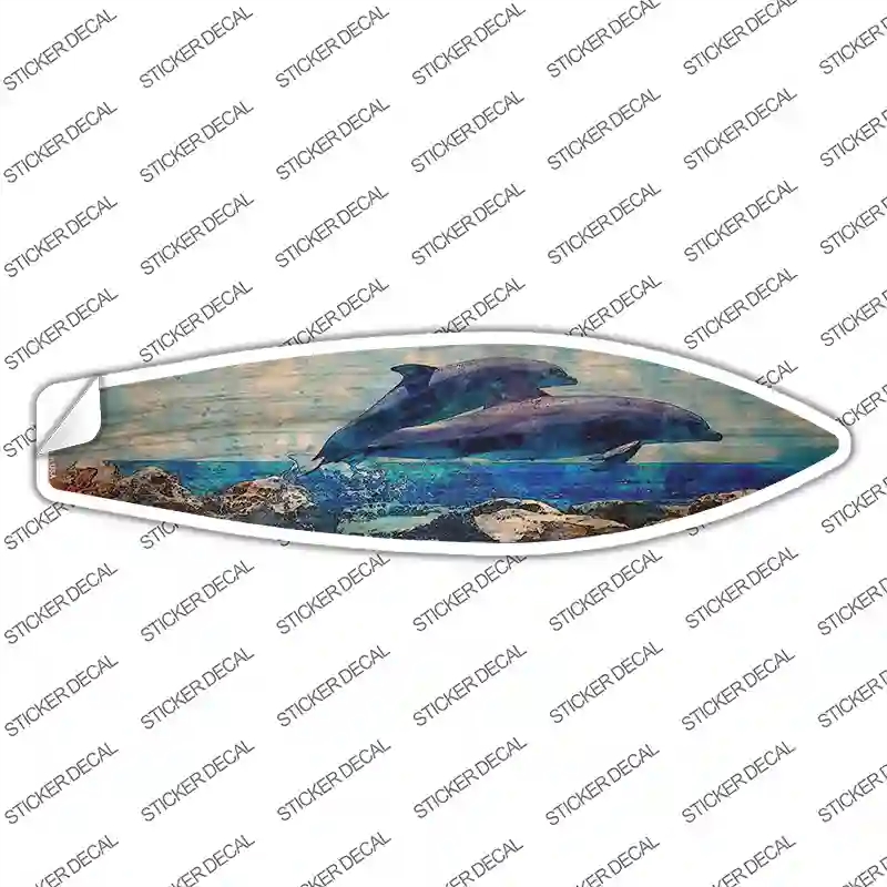 SB-426s-S Dolphins Jumping Novelty Surfboard Sticker Decal - Small