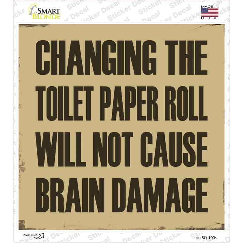 SQ-100s-M Changing Toilet Paper Novelty Square Sticker Decal - Medium