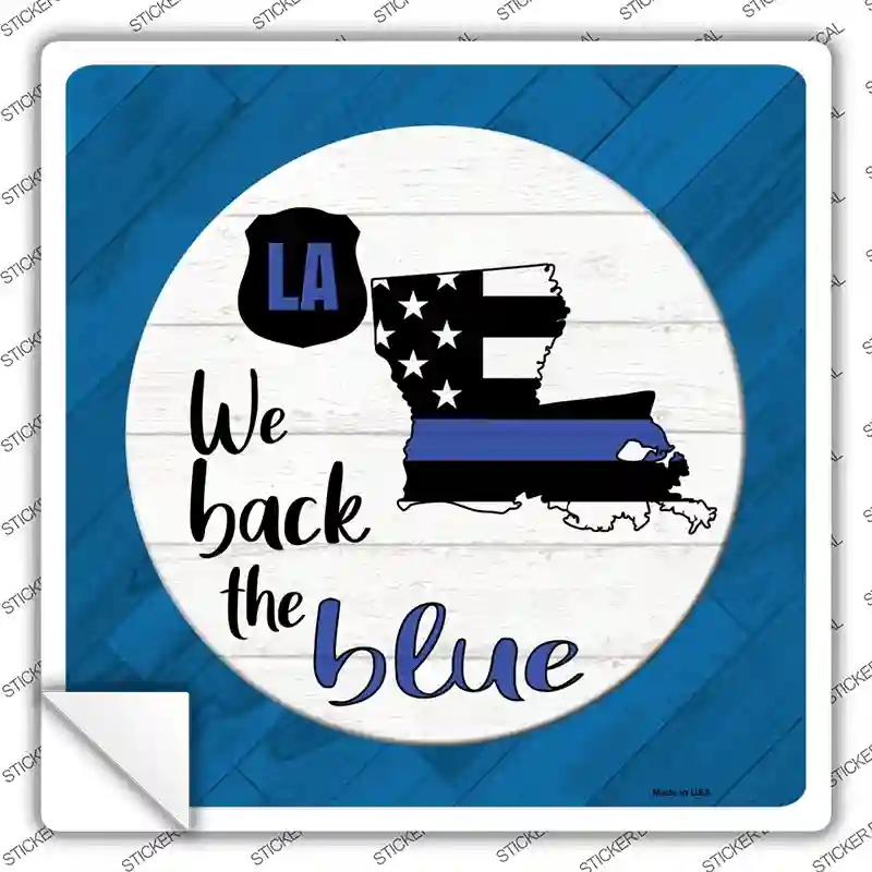 SQ-1020s-S Louisiana Back the Blue Novelty Square Sticker Decal - Small