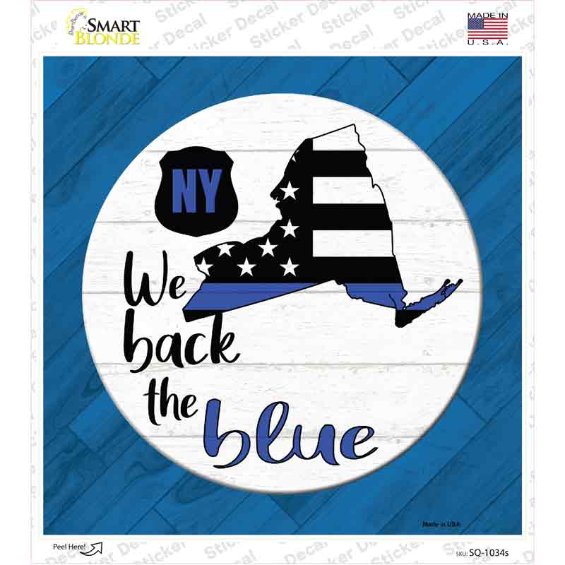 SQ-1034s-M   York Back the Blue Novelty Square Sticker Decal - Medium