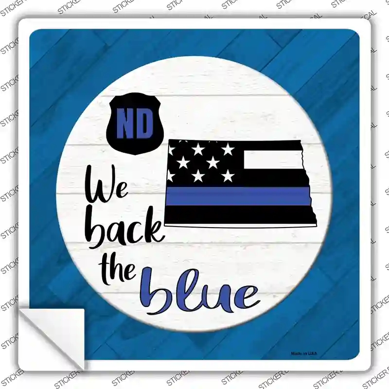SQ-1036s-L North Dakota Back the Blue Novelty Square Sticker Decal - Large