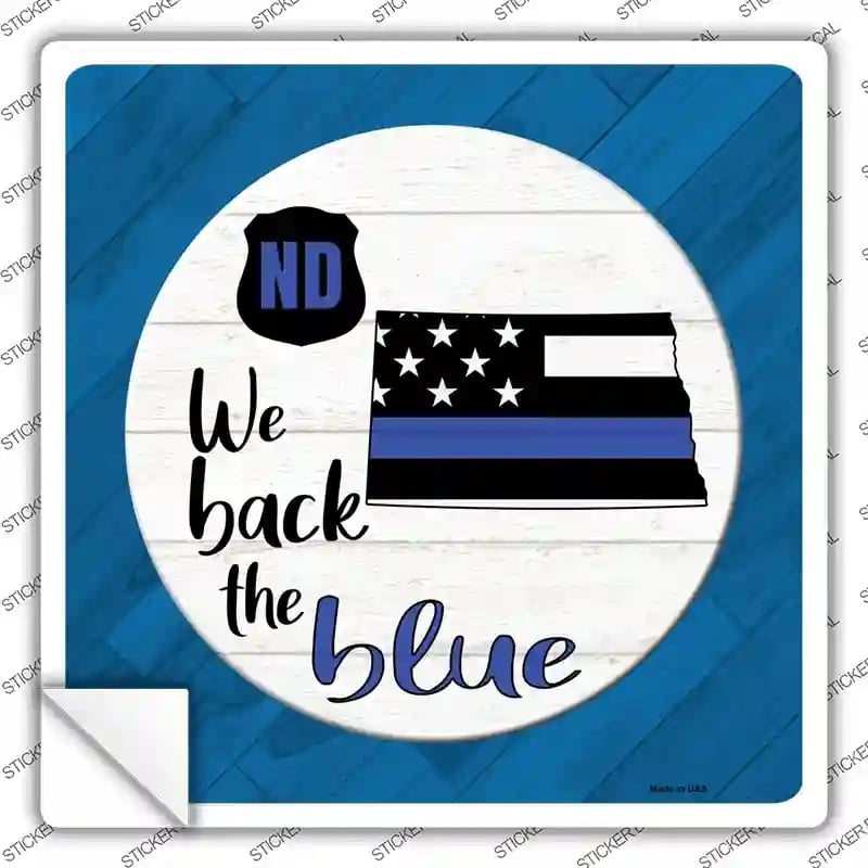 SQ-1036s-XL North Dakota Back the Blue Novelty Square Sticker Decal - Extra Large