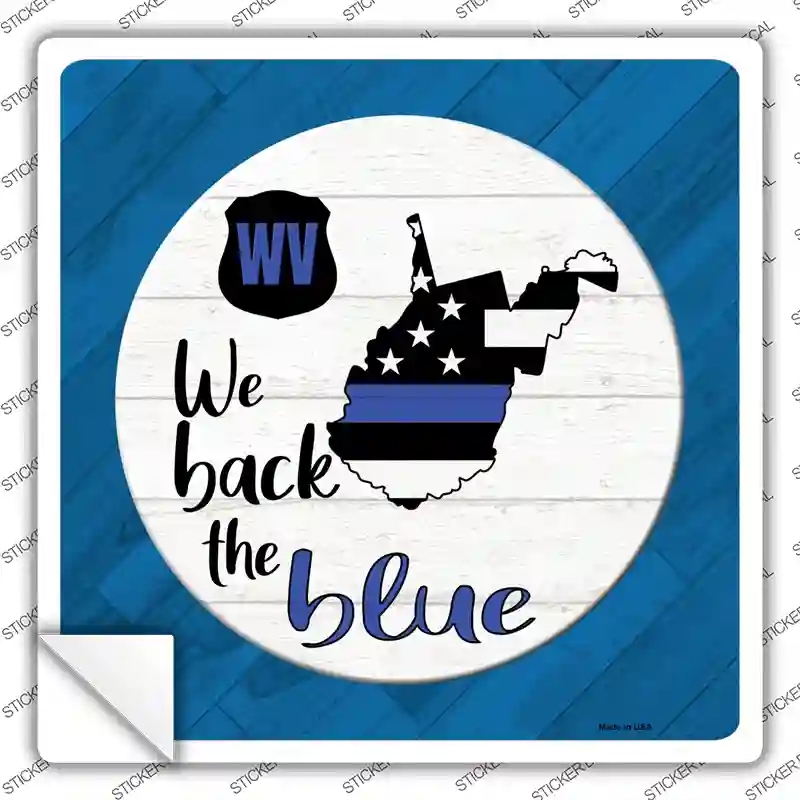 SQ-1050s-S West Virginia Back the Blue Novelty Square Sticker Decal - Small
