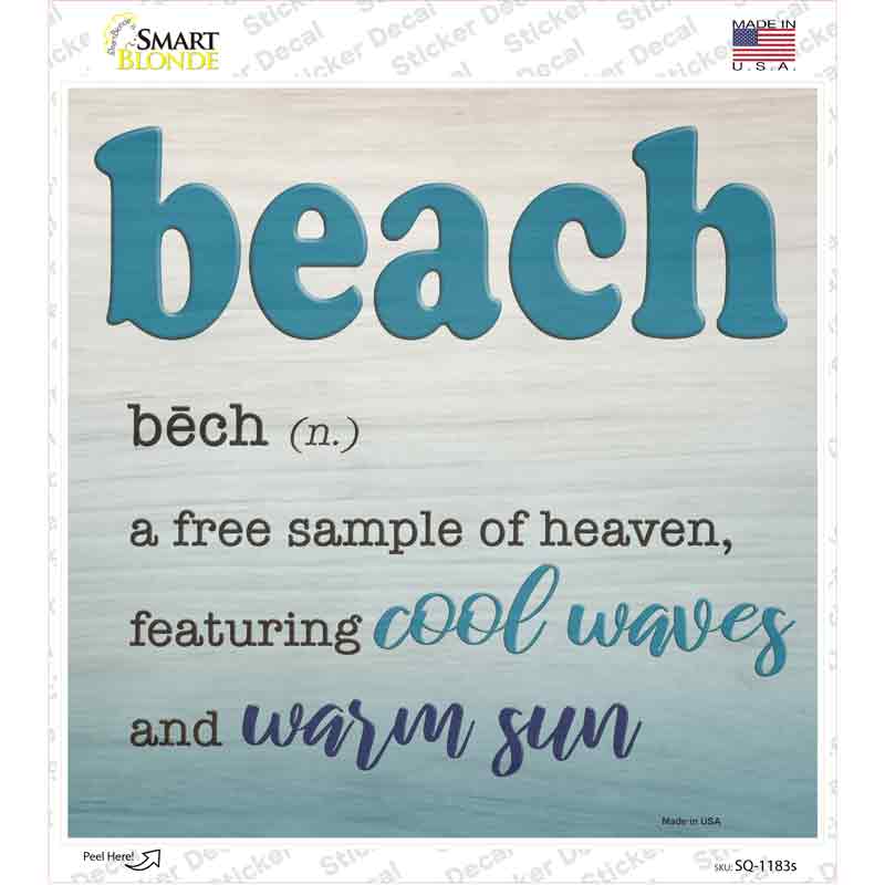 SQ-1183s-M Beach Novelty Square Sticker Decal - Medium