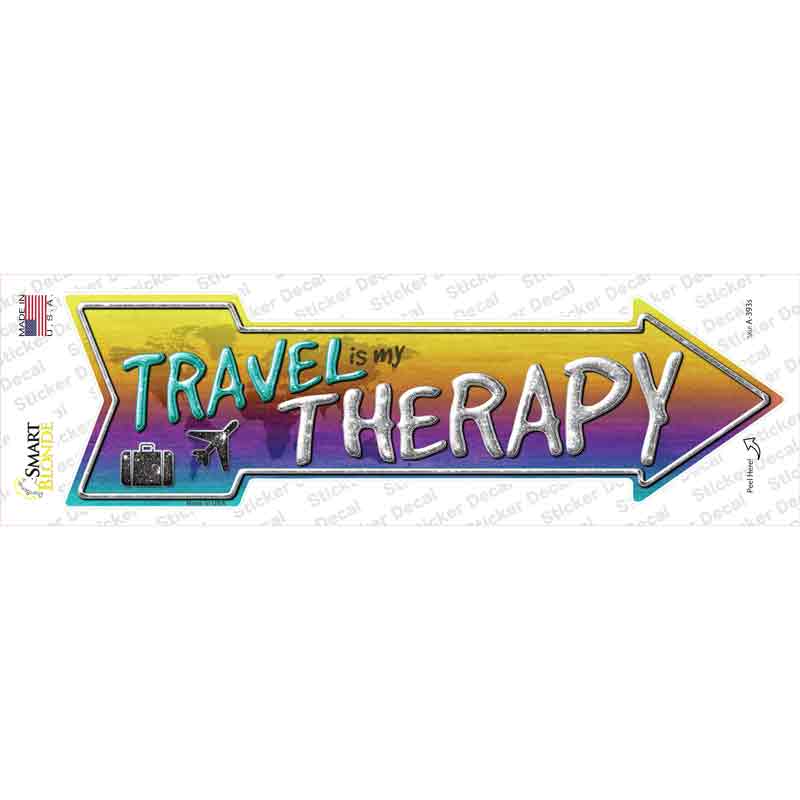 A-393s-M Travel is My Therapy Novelty Arrow Sticker Decal - Medium
