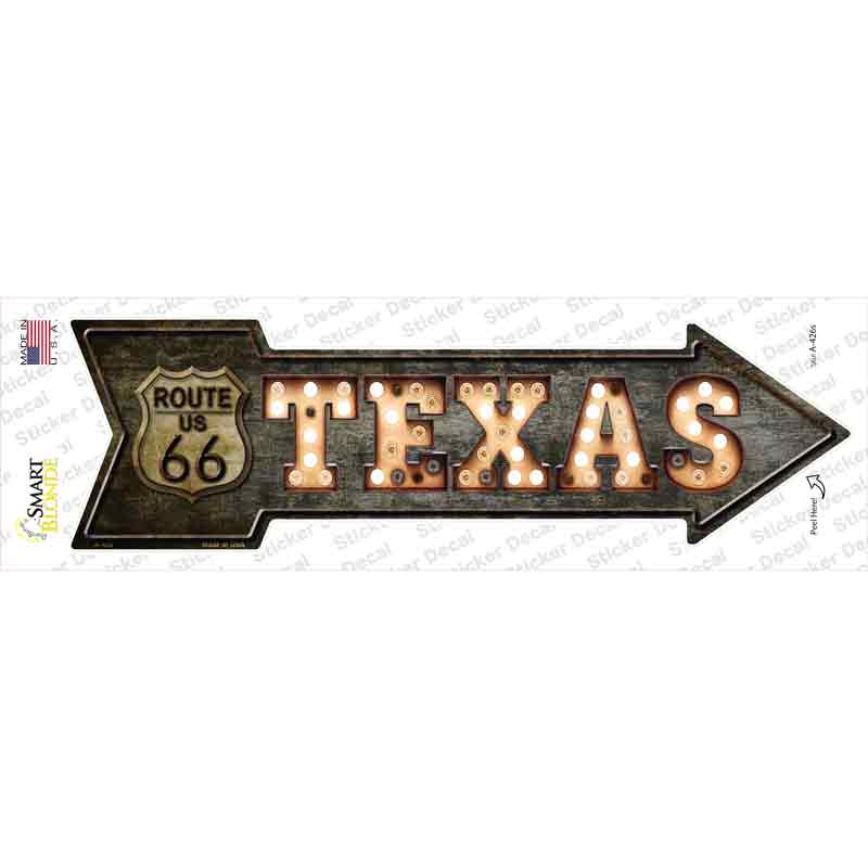 A-426s-M Texas Route 66 Bulb Letters Novelty Arrow Sticker Decal - Medium