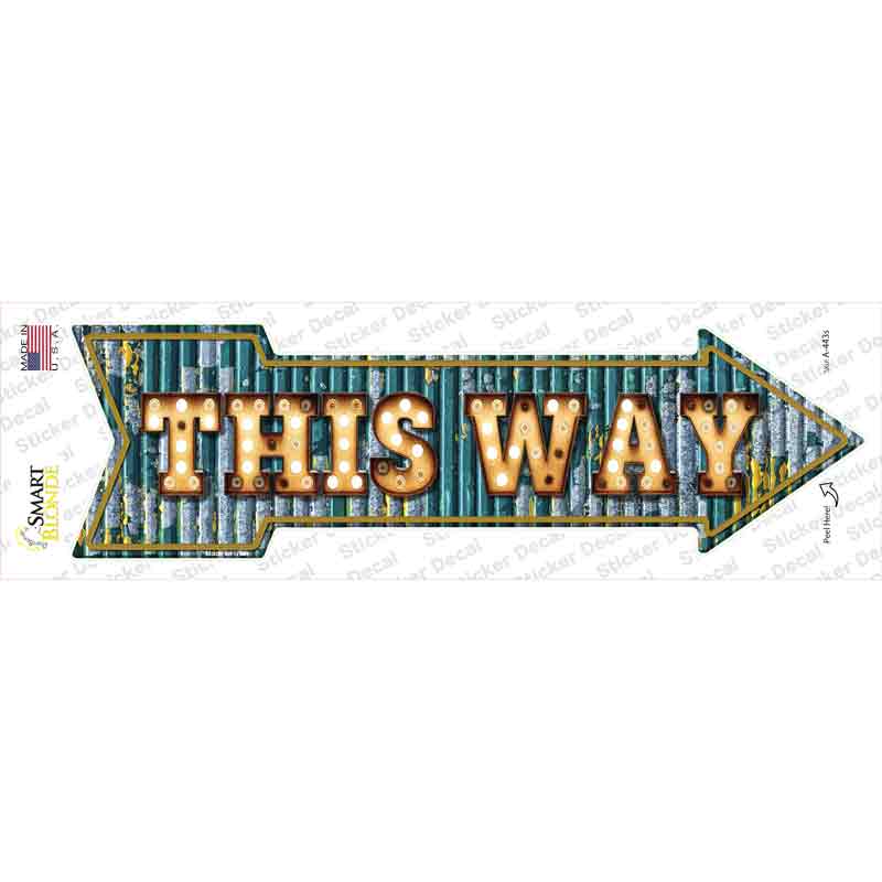 A-443s-M This Way Bulb Letters Novelty Arrow Sticker Decal - Medium