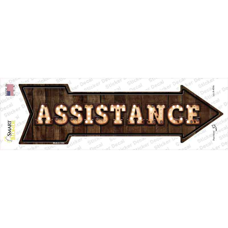 A-454s-M Assistance Bulb Letters Novelty Arrow Sticker Decal - Medium