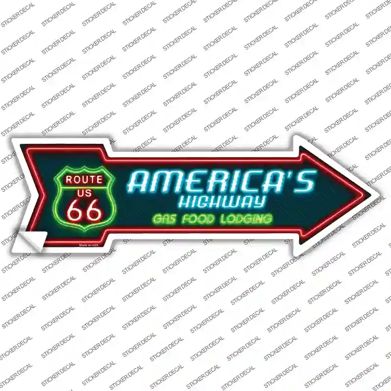 A-283s-L Route 66 Lodging Novelty Arrow Sticker Decal - Large