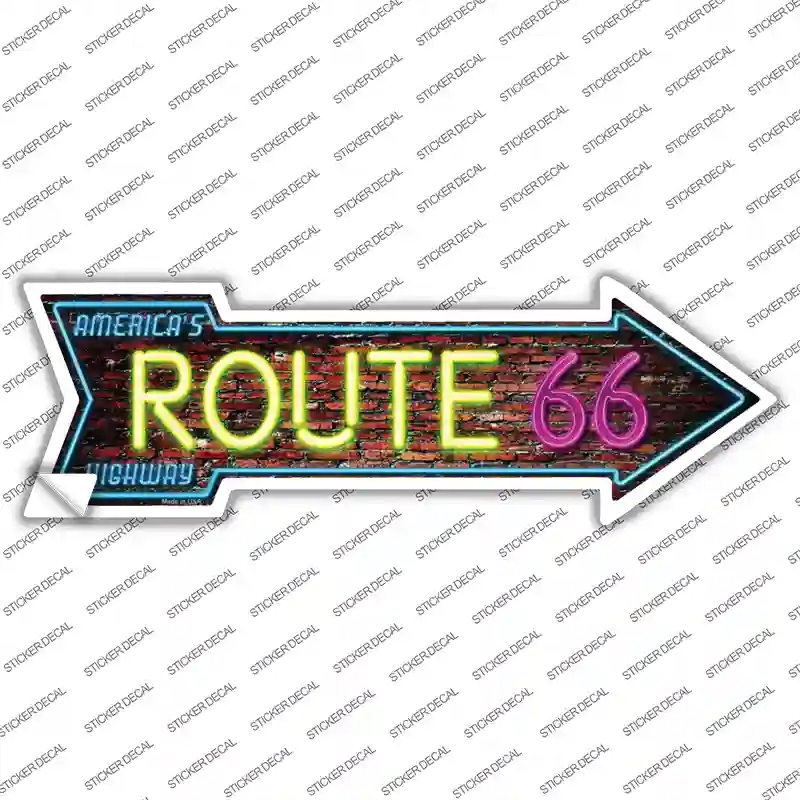 A-285s-S Route 66 Neon Novelty Arrow Sticker Decal - Small