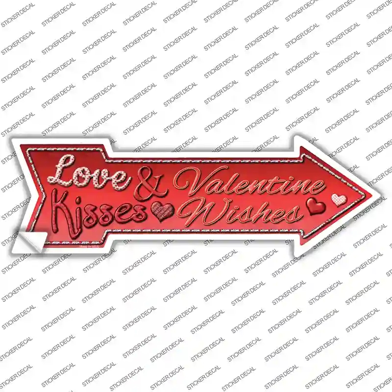 A-287s-S Love & Kisses Novelty Arrow Sticker Decal - Small