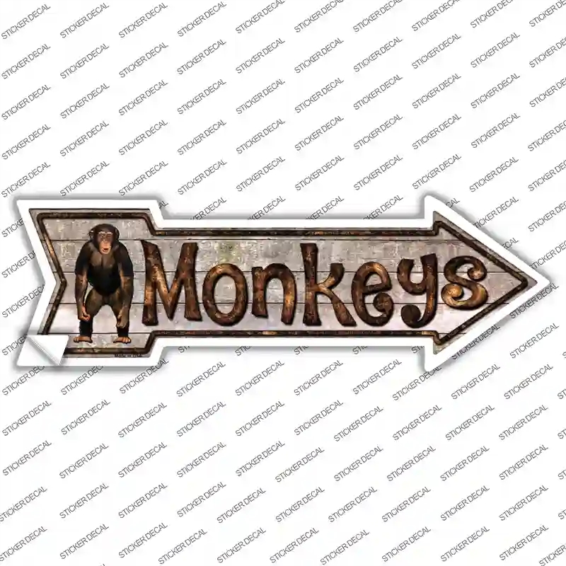 A-306s-L Monkey Novelty Arrow Sticker Decal - Large
