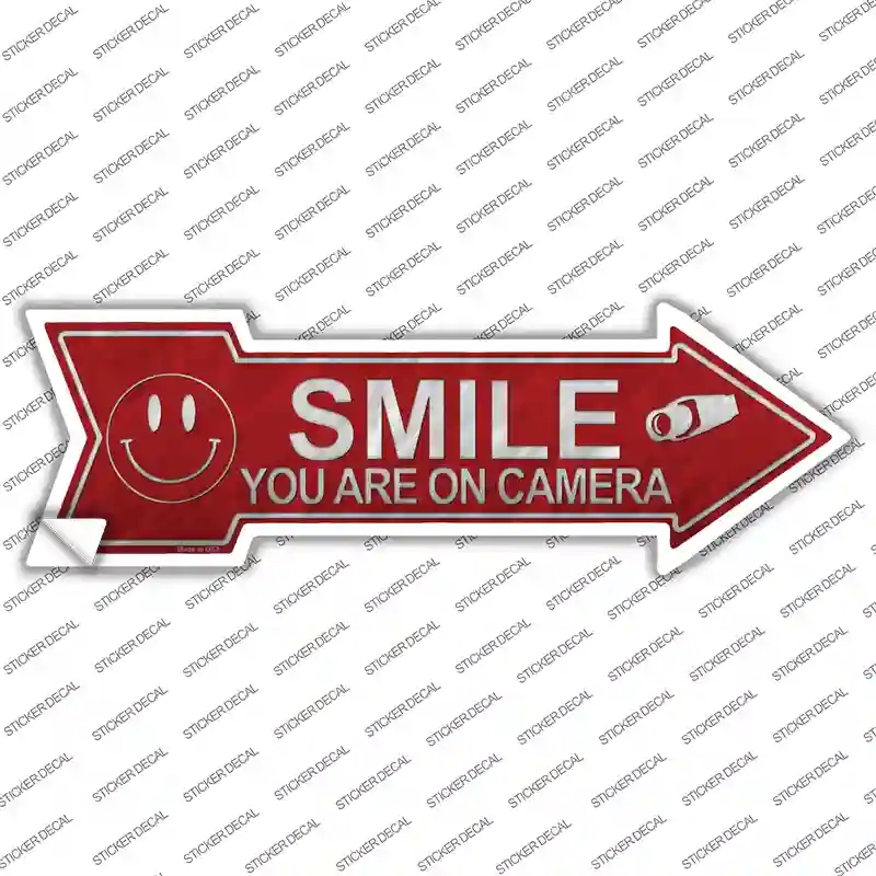 A-365s-S Smile You Are on Camera Novelty Arrow Sticker Decal - Small