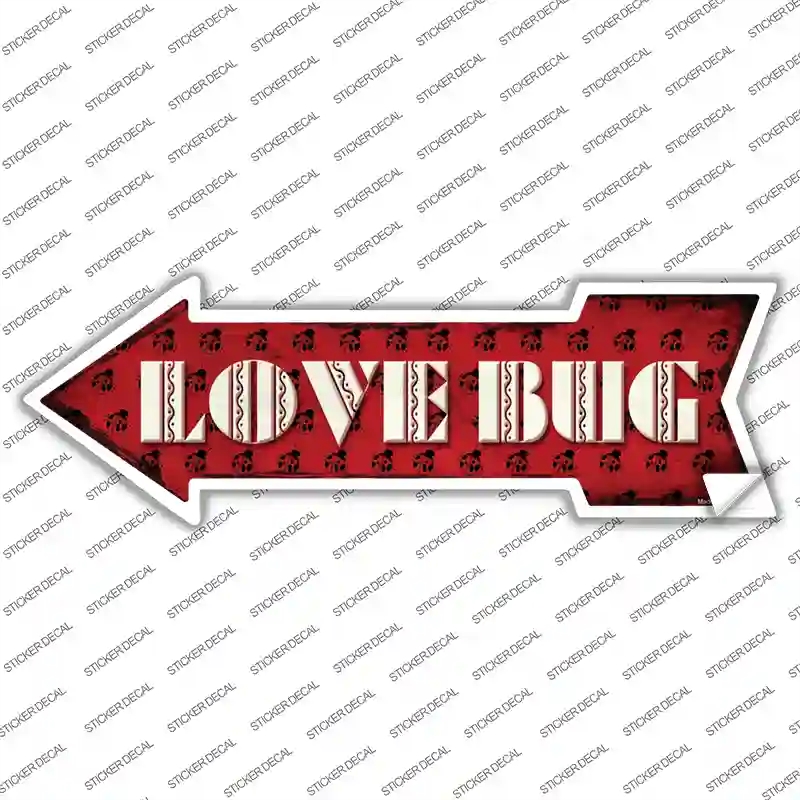 A-387s-XL Love Bug Novelty Arrow Sticker Decal - Extra Large