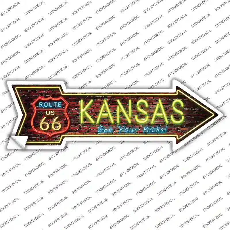A-299s-XL Kansas Neon Novelty Arrow Sticker Decal - Extra Large