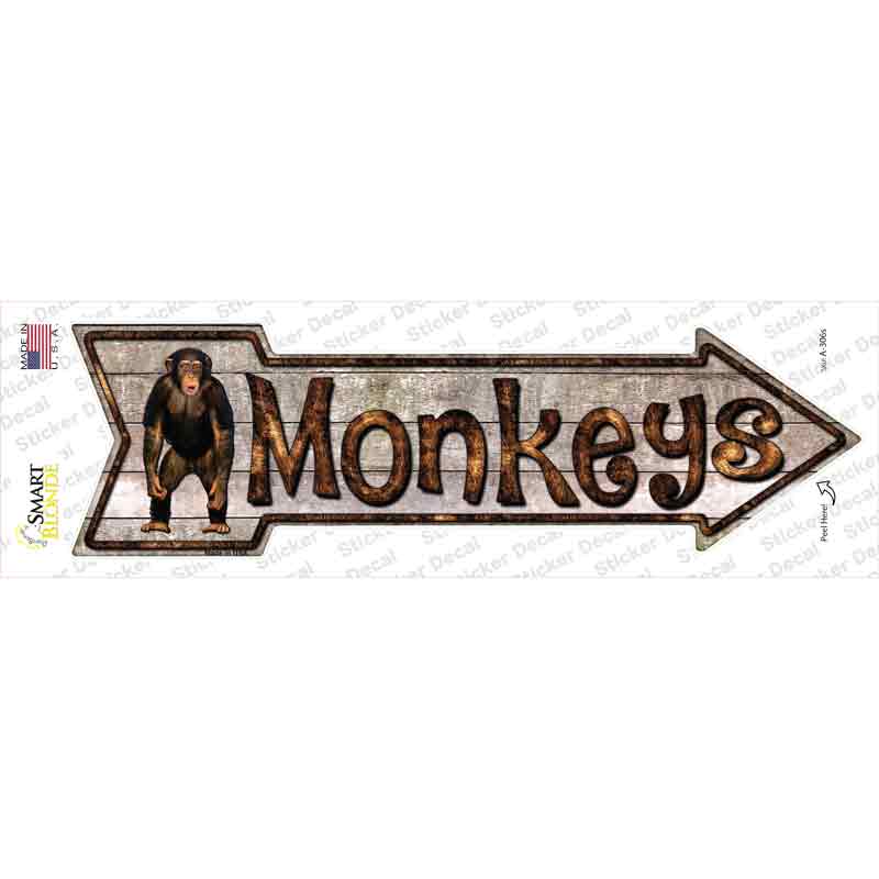 A-306s-M Monkey Novelty Arrow Sticker Decal - Medium