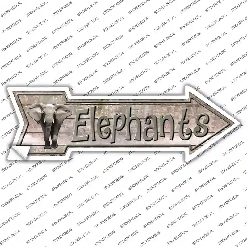 A-307s-L Elephants Novelty Arrow Sticker Decal - Large