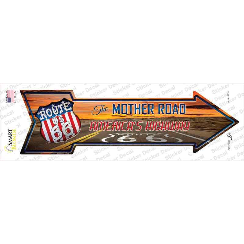 A-363s-M Route 66 with Sunset Novelty Arrow Sticker Decal - Medium