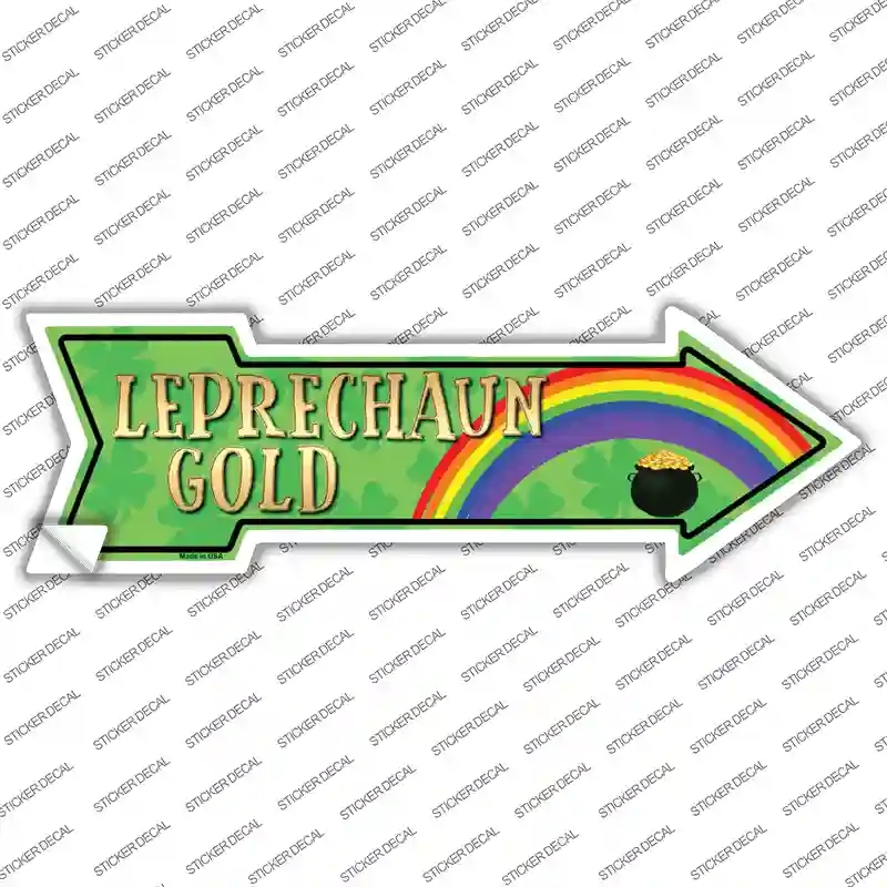 A-364s-S Leprechaun Gold Novelty Arrow Sticker Decal - Small