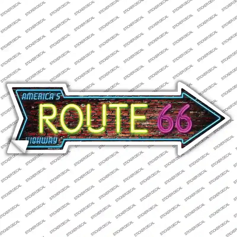 A-285s-L Route 66 Neon Novelty Arrow Sticker Decal - Large