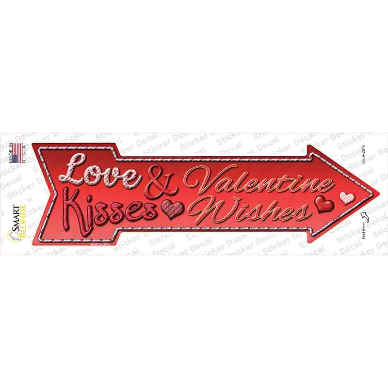 A-287s-M Love & Kisses Novelty Arrow Sticker Decal - Medium