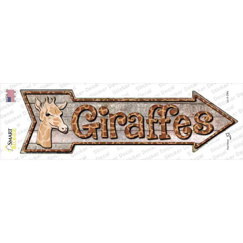 A-290s-M Giraffes Novelty Arrow Sticker Decal - Medium