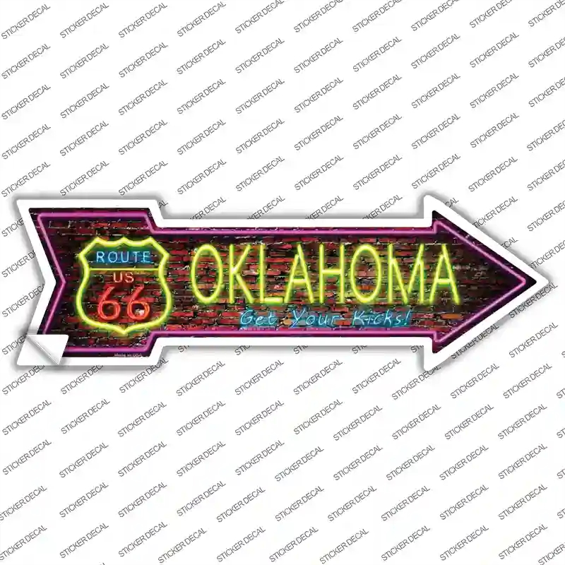 A-298s-S Oklahoma Neon Novelty Arrow Sticker Decal - Small