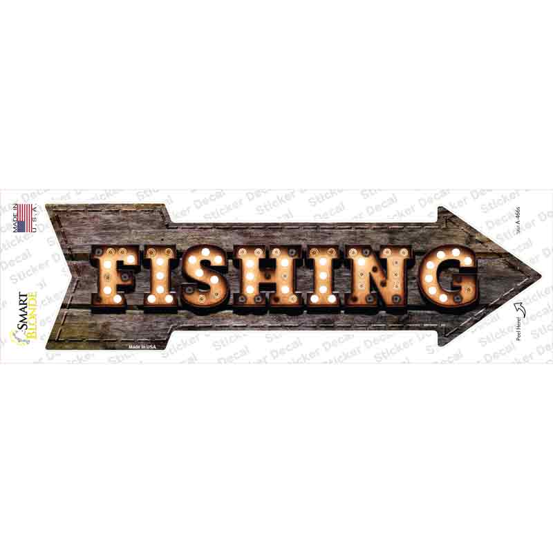A-466s-M Fishing Bulb Letters Novelty Arrow Sticker Decal - Medium