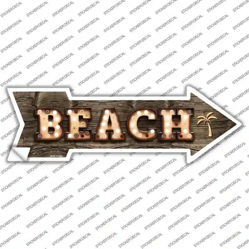 A-496s-L Beach with Trees Bulb Letters Novelty Arrow Sticker Decal - Large