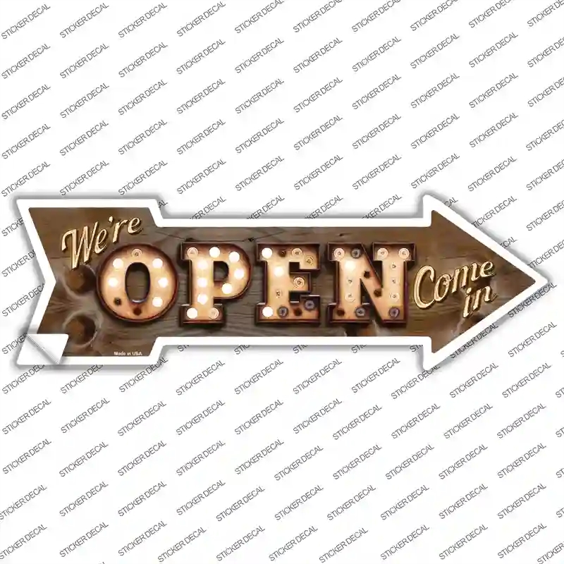 A-505s-S Were Open Bulb Letters Novelty Arrow Sticker Decal - Small