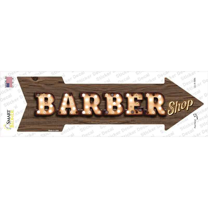 A-509s-M Barber Shop Bulb Letters Novelty Arrow Sticker Decal - Medium