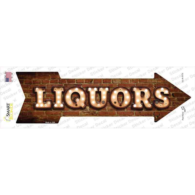 A-517s-M Liquors Bulb Letters Novelty Arrow Sticker Decal - Medium