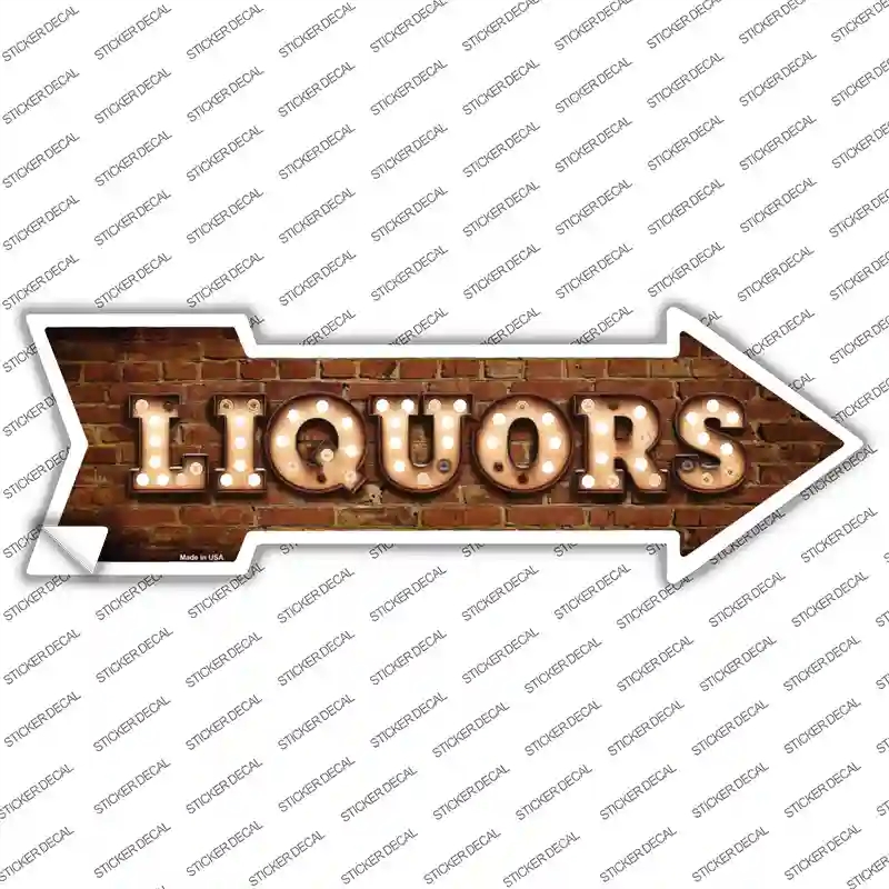 A-517s-S Liquors Bulb Letters Novelty Arrow Sticker Decal - Small