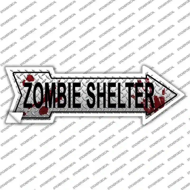 A-245s-L Zombie Shelter Novelty Arrow Sticker Decal - Large