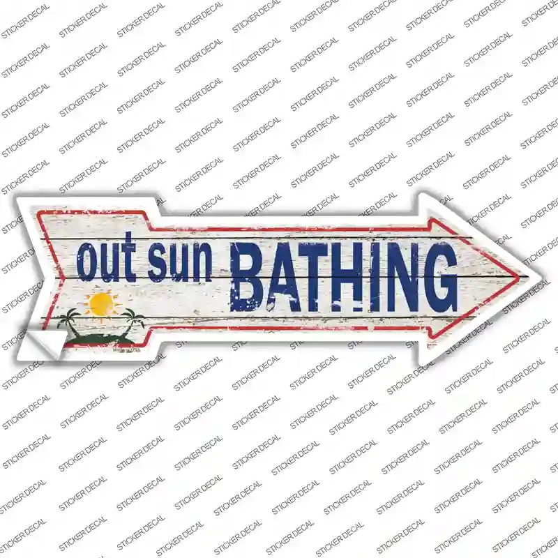 A-389s-S Out Sun Bathing Novelty Arrow Sticker Decal - Small