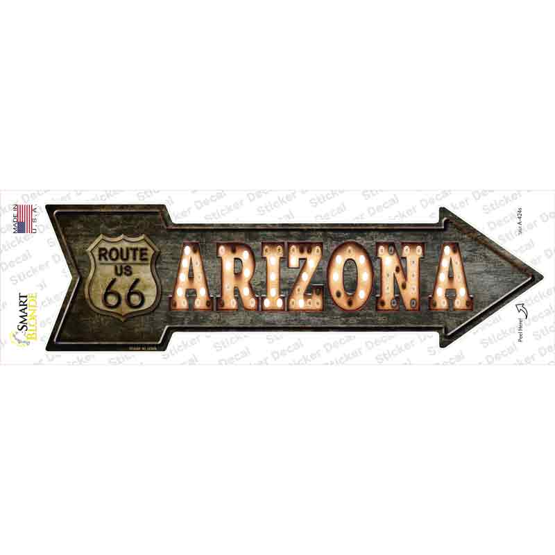 A-424s-M Arizona Route 66 Bulb Letters Novelty Arrow Sticker Decal - Medium