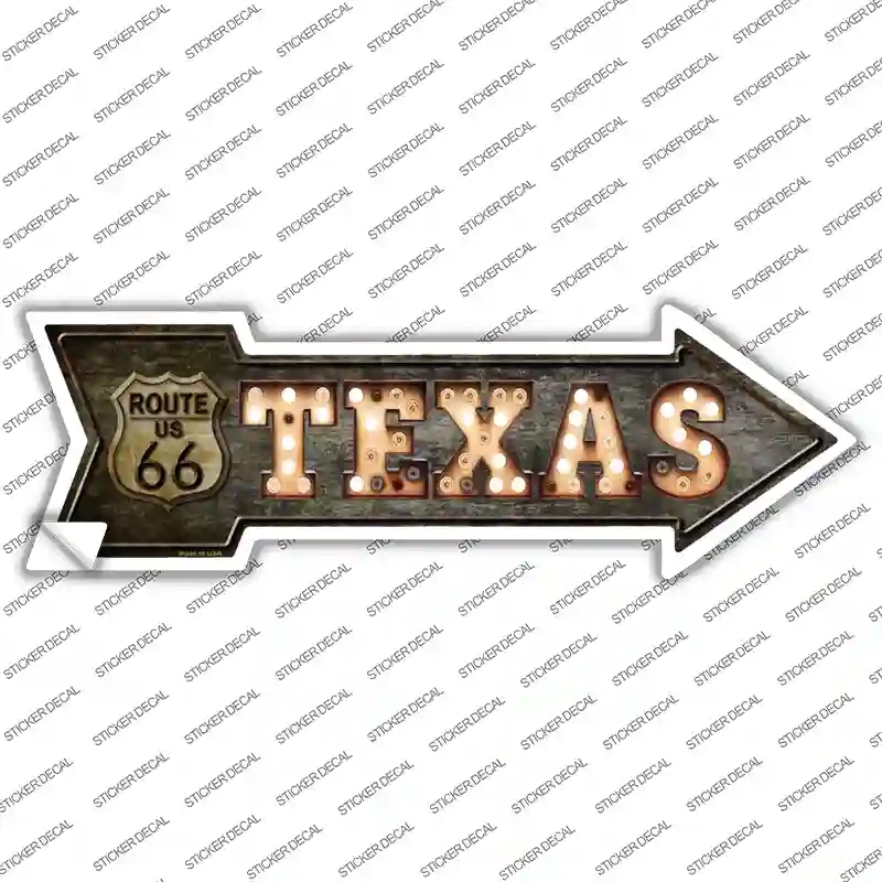 A-426s-XL Texas Route 66 Bulb Letters Novelty Arrow Sticker Decal - Extra Large