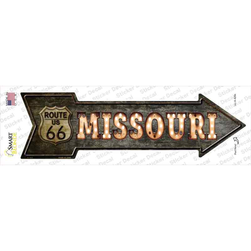 A-429s-M Missouri Route 66 Bulb Letters Novelty Arrow Sticker Decal - Medium