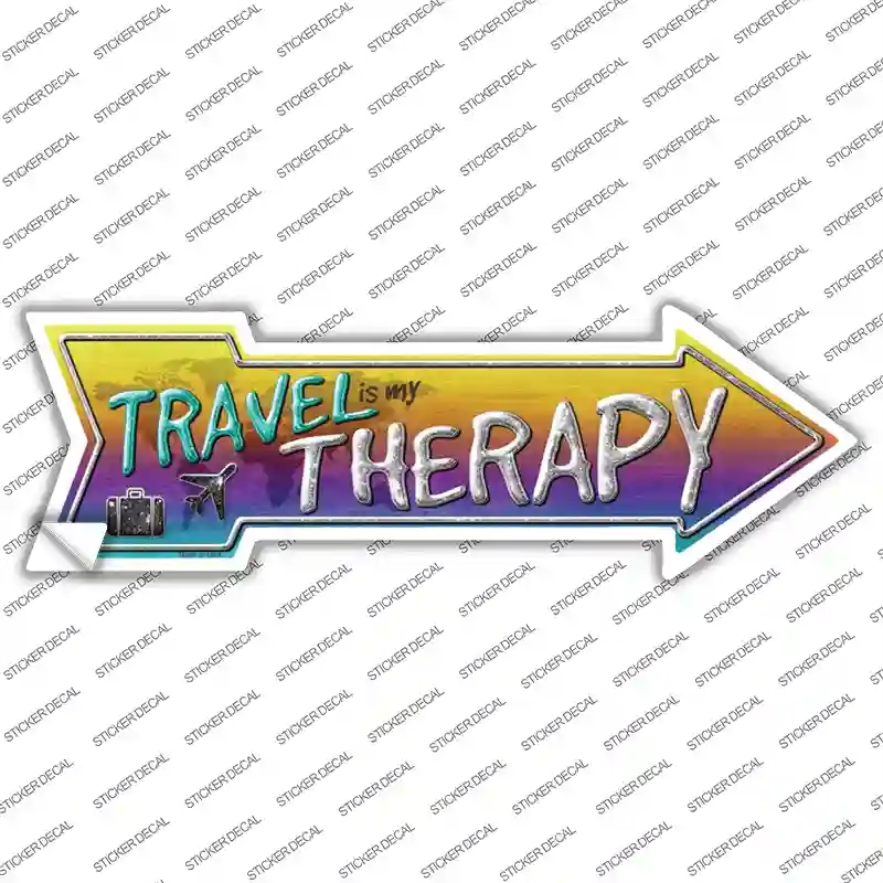 A-393s-S Travel is My Therapy Novelty Arrow Sticker Decal - Small