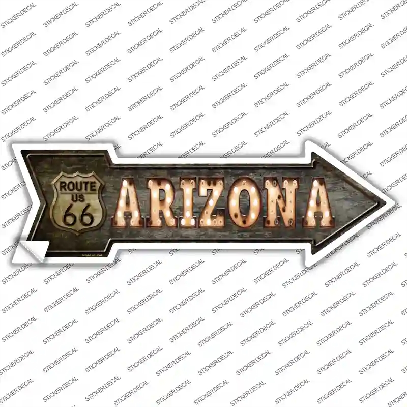 A-424s-S Arizona Route 66 Bulb Letters Novelty Arrow Sticker Decal - Small