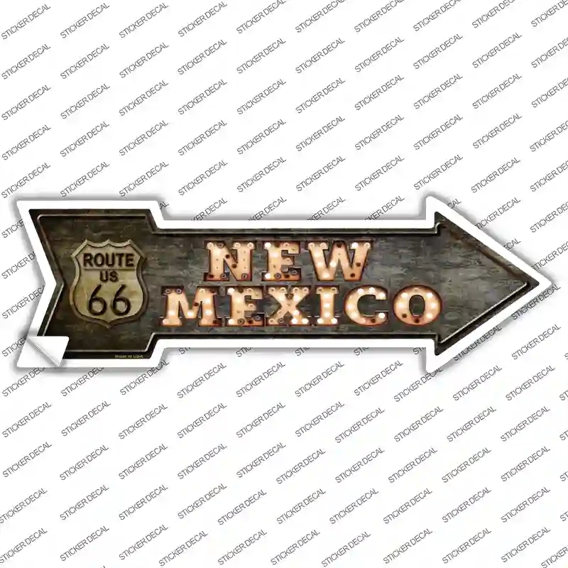 A-425s-S   Mexico Route 66 Bulb Letters Novelty Arrow Sticker Decal - Small