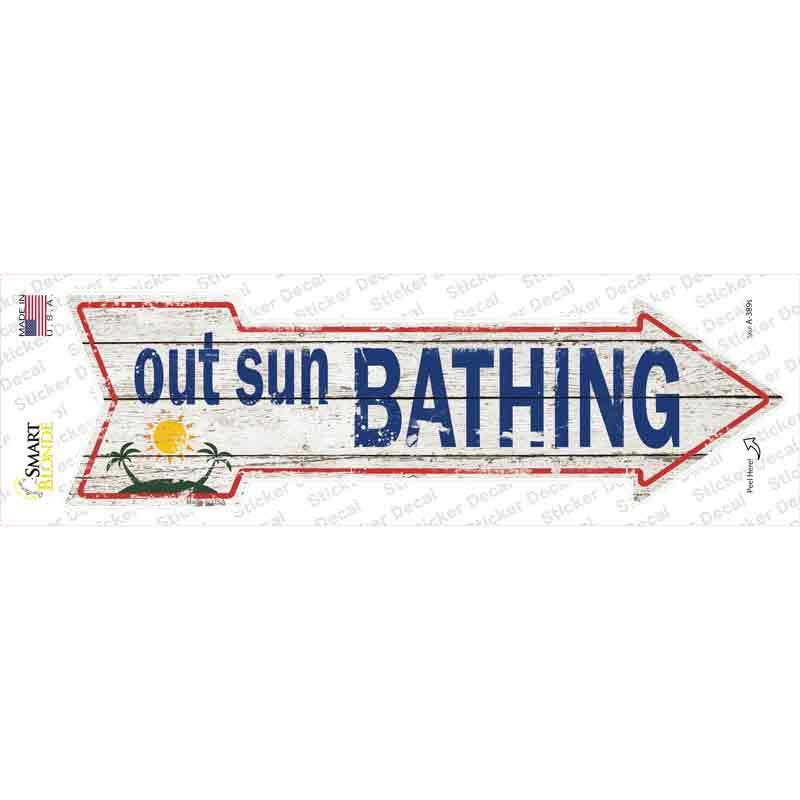 A-389s-M Out Sun Bathing Novelty Arrow Sticker Decal - Medium